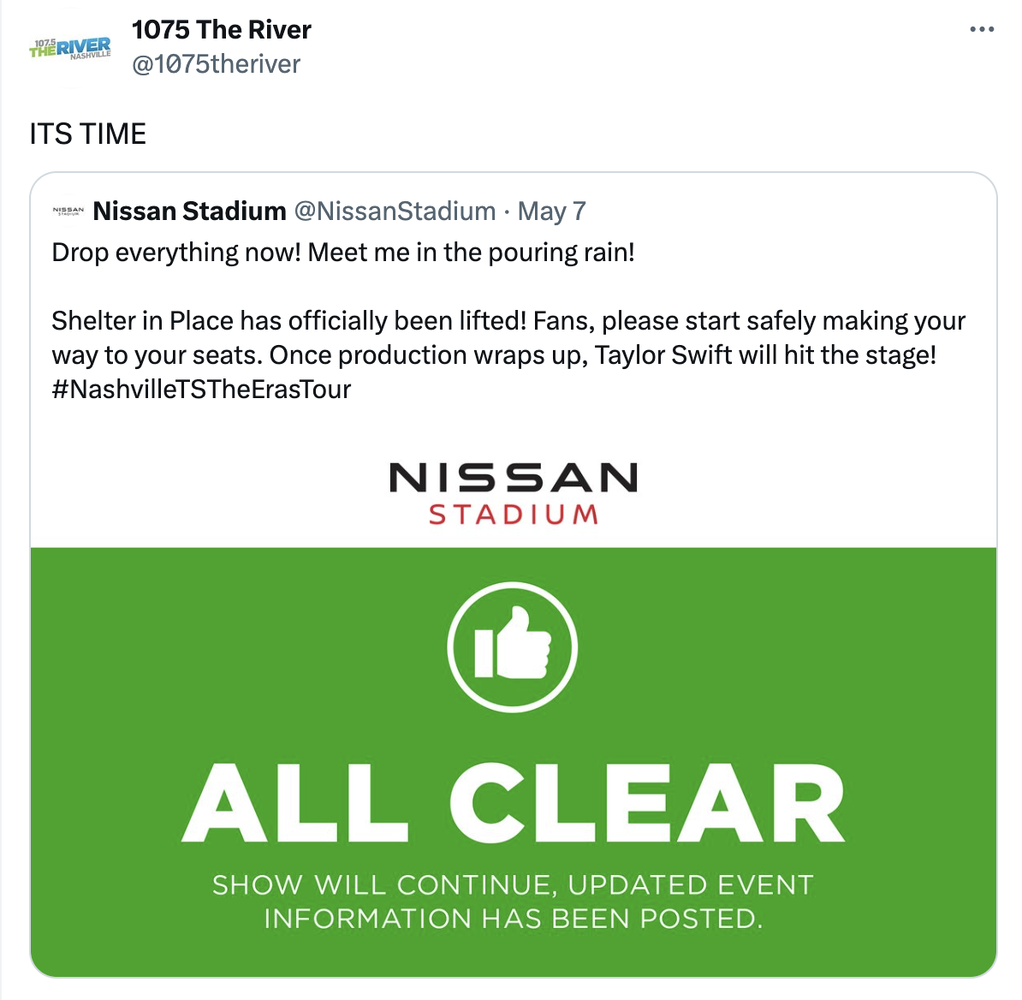 Nissan Stadium Taylor Swift All Clear post