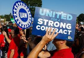 UAW workers on strike.