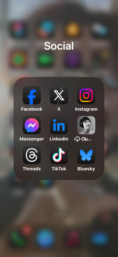 Social media icons on a smartphone