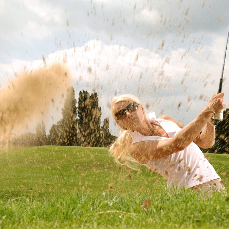 golf, golfer, sand, sport, woman, girl, female, playing, athlete, player, golf club, bunker, golf course, golf, golf, golf, golf, golf